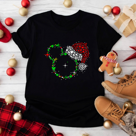 Tricouri X-mas - Tricou Dama Negru Christmas mickey