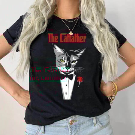 Femei - Tricou Dama Negru The Catfather