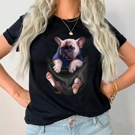 Tricouri Caini - Tricou Dama Negru French bulldog