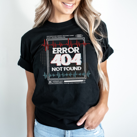 Femei - Tricou Dama Negru Error 404