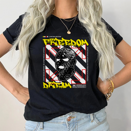 Tricouri Fashion - Tricou Dama Negru Freedom Dream