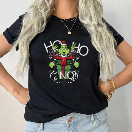 Tricouri X-mas - Tricou Dama Negru Ho Ho No Gift
