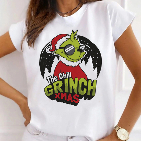 Tricouri X-mas - Tricou Dama Alb The Chill Grinch