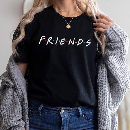 Tricouri Diverse - Tricou Dama Negru Friends Vibes