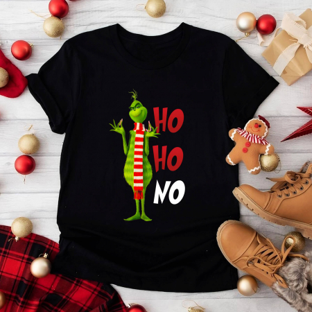 Tricouri X-mas - Tricou Dama Negru HO HO NO