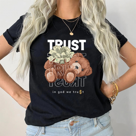 Tricouri Teddy - Tricou Dama Negru In god We Trust
