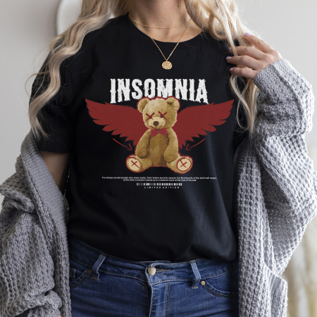 Tricouri Teddy - Tricou Dama Negru Insomnia