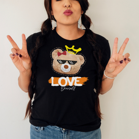 Tricouri Teddy - Tricou Dama Negru Love Yourself