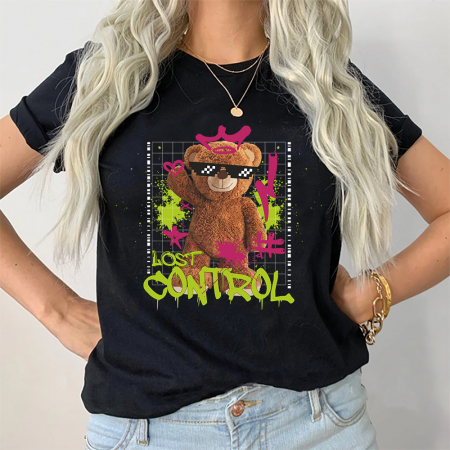 Tricouri Teddy - Tricou Dama Negru Lost Control