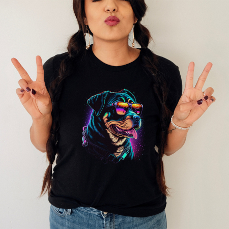 Femei - Tricou Dama Negru Rottweiler