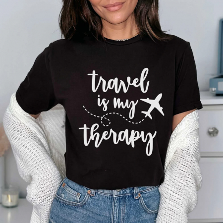 Tricouri Summer - Tricou Dama Negru Travel Therapy