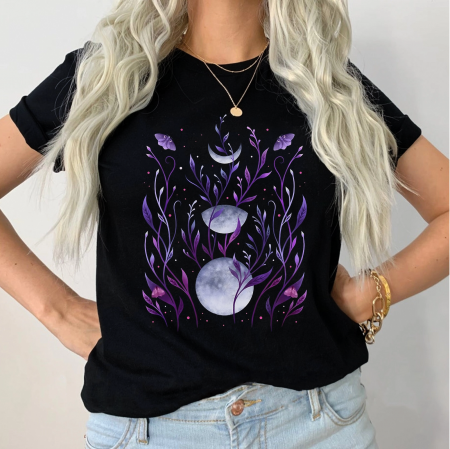 Tricouri Moon - Tricou Dama Negru Phase & Grow