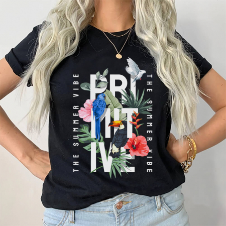 Tricouri Flori - Tricou Dama Negru Primitive