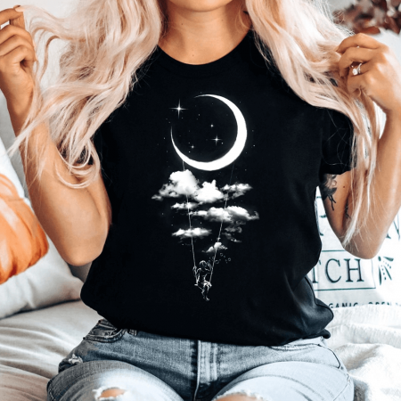 Tricouri Moon - Tricou Dama Negru Under the moon