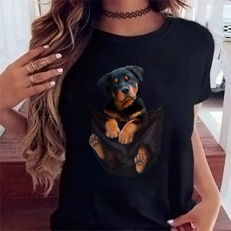 Tricouri Caini - Tricou Dama Negru Rottweiler