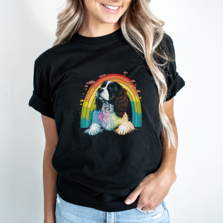 Femei - Tricou Dama Negru Rainbow Dog