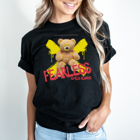 Tricouri Teddy - Tricou Dama Negru Smile Always