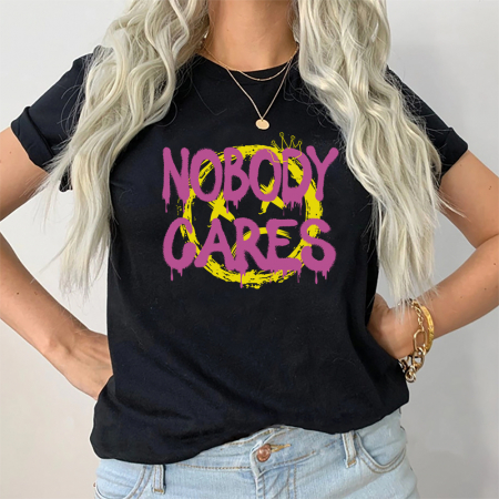 Tricouri Fashion - Tricou Dama Negru Nobody Cares