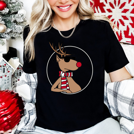 Tricouri X-mas - Tricou Dama Negru Cool Rudolf