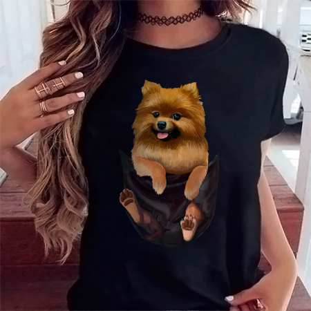 Tricouri Caini - Tricou Dama Negru Spitz