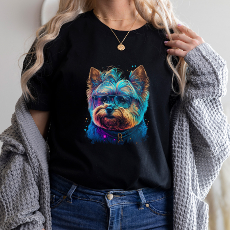 Femei - Tricou Dama Negru Yorkshire Terrier
