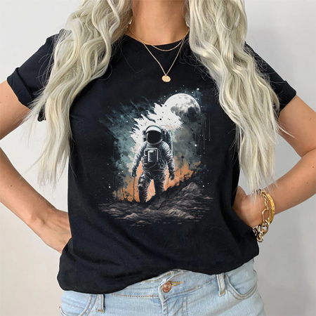 Tricouri Moon - Tricou Dama Negru Lost Earth