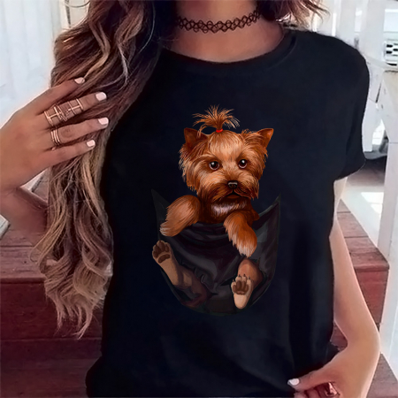 Tricouri Caini - Tricou Dama Negru Yorkshire