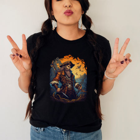Tricouri Diverse - Tricou Dama Negru Pirate