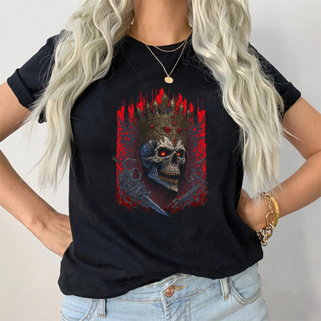 Tricouri Skull - Tricou Dama Negru Death King