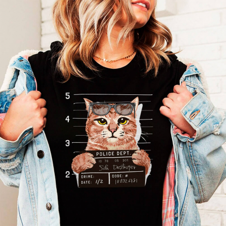 Femei - Tricou Dama Negru Bad Kitty
