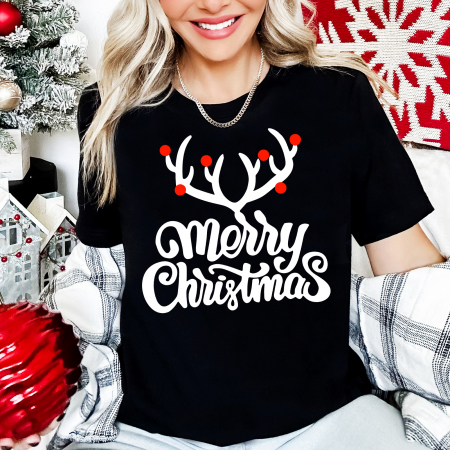 Tricouri X-mas - Tricou Dama Negru Merry