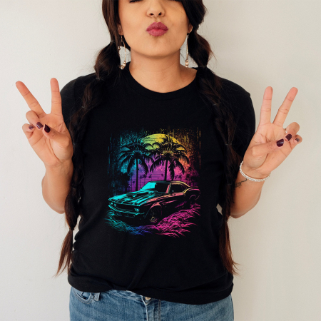 Tricouri Fashion - Tricou Dama Negru Downtown Sunset
