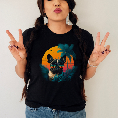 Femei - Tricou Dama Negru Sunset Pug