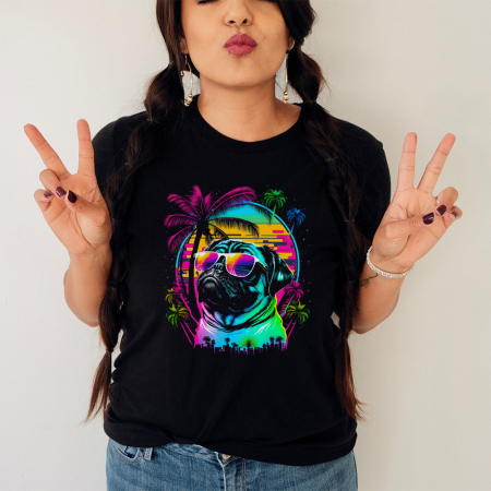 Femei - Tricou Dama Negru Pug