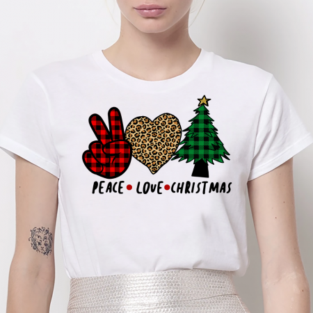 Tricouri X-mas - Tricou Dama Peace Love Christmas