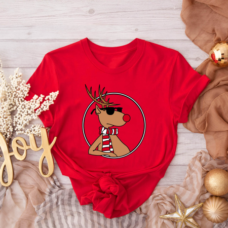 Tricouri X-mas - Tricou Dama Rosu Cool Rudolf