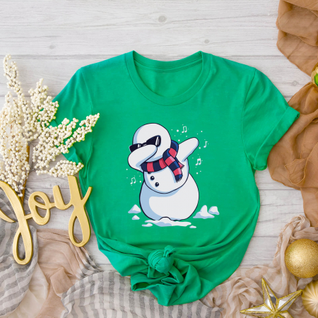 Tricouri X-mas - Tricou Dama Verde Snowman Dab