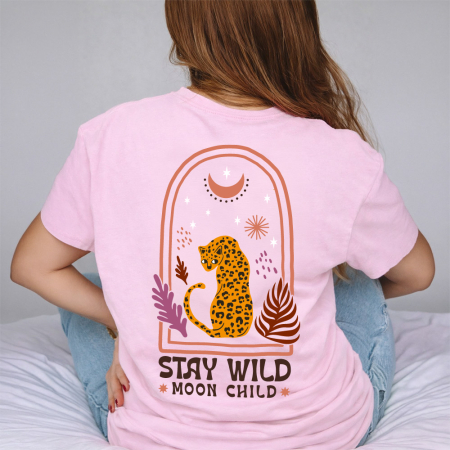 Tricou dama roz Moon child [2]