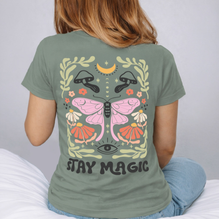 Tricou Dama Verde Salvie Stay magic [2]