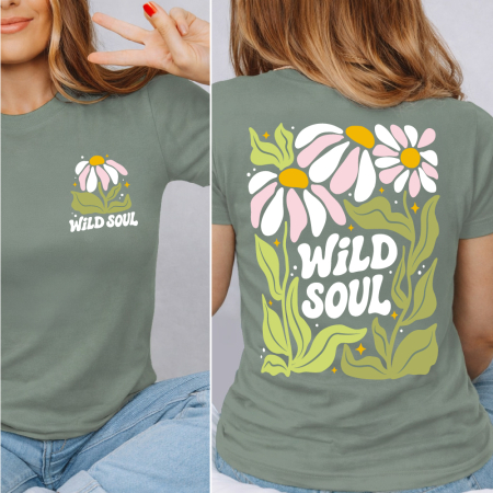 Tricouri Retro - Tricou dama verde salvie After rain we bloom