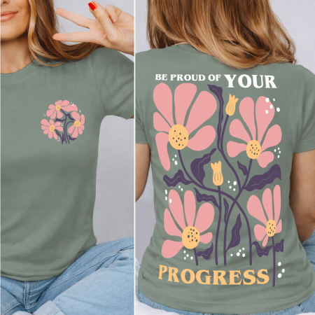Tricouri Retro - Tricou Dama Verde Proud of your progress