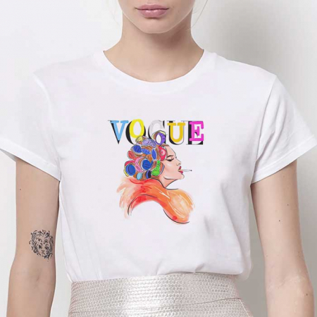 Tricouri Fashion - Tricou Dama Alb Vogue Cartoon