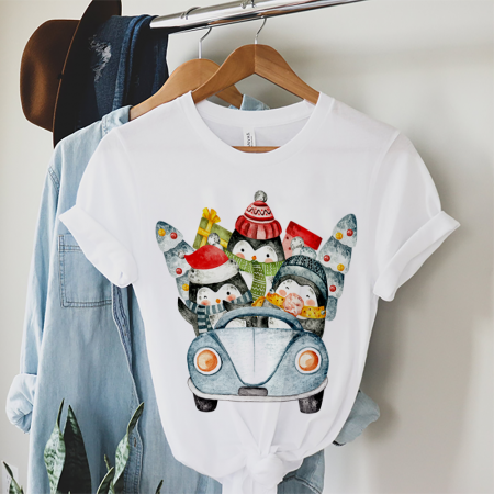 Tricouri X-mas - Tricou Dama Watercolor Pinguins