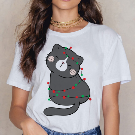 Tricouri X-mas - Tricou Dama Xmas Cat