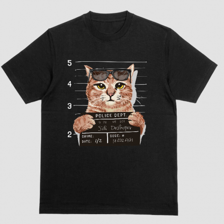 Tricouri Animale - Tricou Unisex Negru Bad Kitty