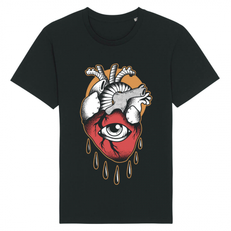 Tricouri Abstract - Tricou Unisex Negru Eye Heart