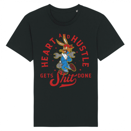 Tricouri Cu Mesaj - Tricou Unisex Negru Heart And Hustle