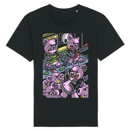 Tricouri Fantasy - Tricou Unisex Negru Pig Party