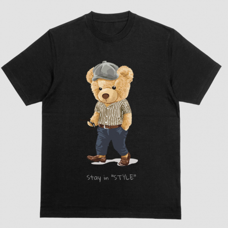Tricouri Teddy - Tricou Unisex Negru Bear in style