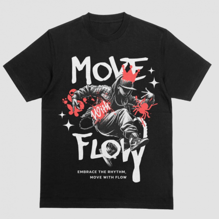 Barbati - Tricou Unisex Negru Move With The Flow
